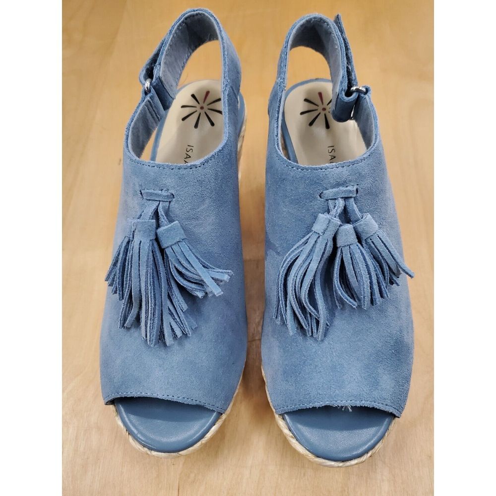 Isaac Mizrahi Live Women's MAYA Suede Peep‎ Toe Slingback Wedge Size 5.5M